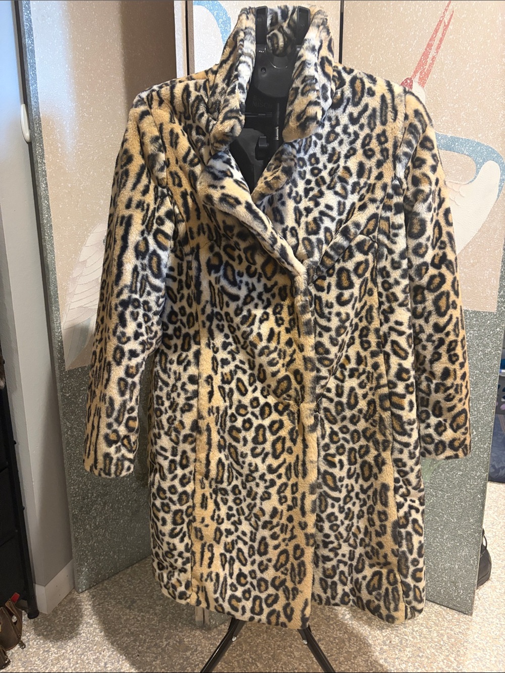 Badgley Mishka Leopard Print Faux Fur Coat